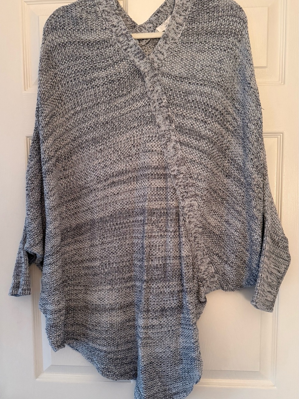 LOFT Heather Gray Knit Poncho Sweater